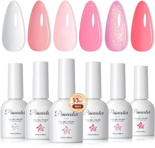 Gel nail polish set colors - polish, 6