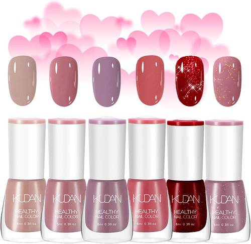 Pink nail polish set 6pcs - polish,